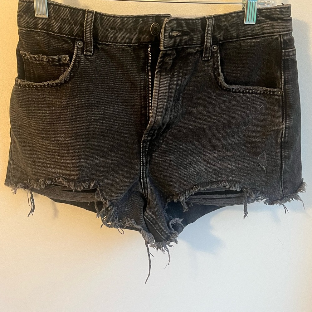 Zara Black Distressed Jean Shorts High-Waisted